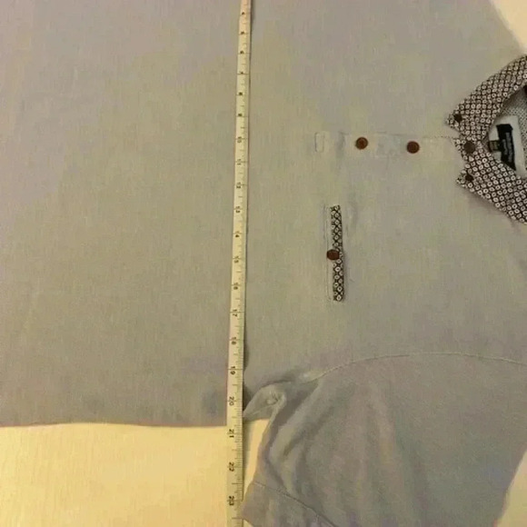 BRITCHES SPORT Polo Shirt Slim Fit Light Blue Patterned Collar. Size L - Picture 7 of 12